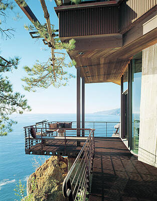 Coastal Cliffside Home Balcony View Wall Art