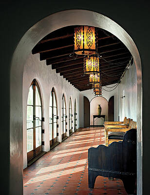 Illuminate Photograph - View Of Lobby With Chairs And Lanterns by Scott Frances