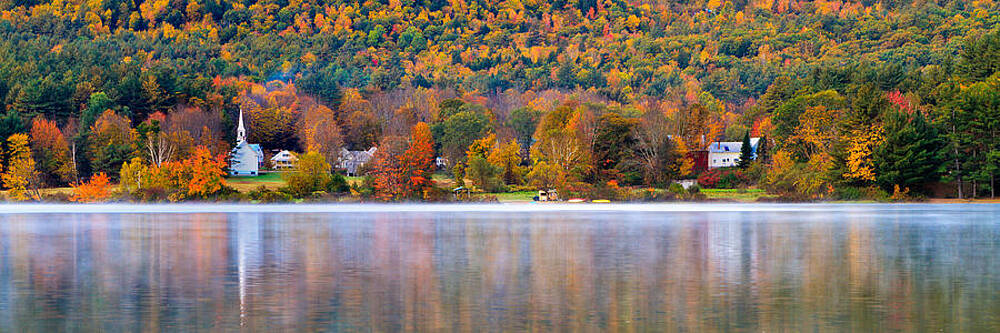 Wall Art featuring the photograph Village On Crystal Lake Autumn by Jeff Sinon
