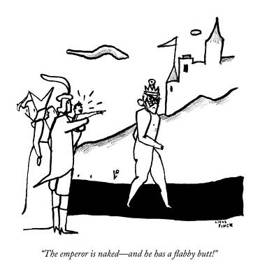 Naked Drawing - Villagers Point And Laugh At A Naked by Liana Finck