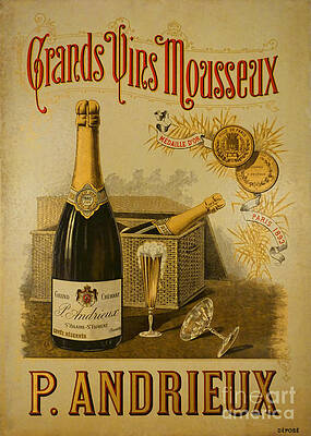 Vintage Wine Ad with Champagne Photograph