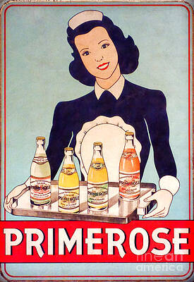Wall Art featuring the photograph Vintage French Tin Sign Primerose by Olivier Le Queinec