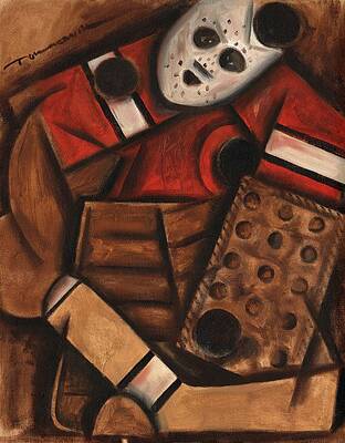 Hockey Wall Art featuring the painting Ice Hockey Goalie Art Print by Tommervik