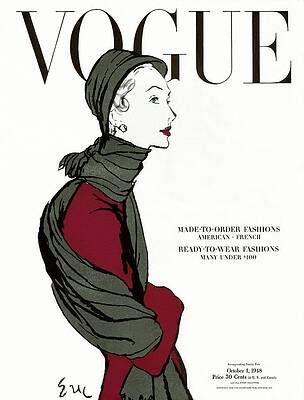 Wall Art featuring the photograph Vogue Cover Featuring A Woman In A Grey Scarf by Carl Oscar August Erickson
