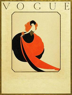 Elegant Woman in Red and Black Gown Digital Art