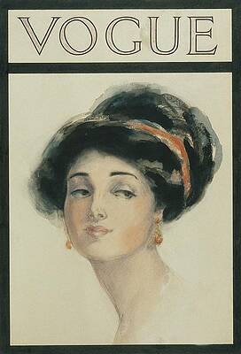 Watercolor Wall Art featuring the digital art Vogue Cover Illustration Of A Woman With Black by Helen Dryden