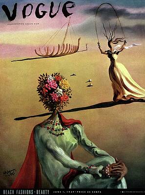 Surreal Vogue Cover with Flower Head Photograph