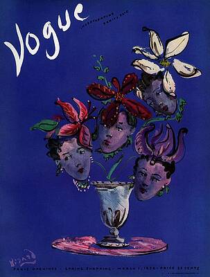 Vogue Cover with Floral Faces Wall Art