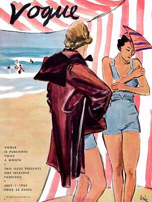 Vintage Vogue Beach Scene Wall Art