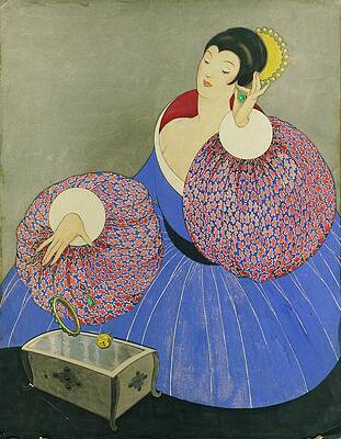 Pattern Digital Art - Vogue Drawing Of A Woman Taking Off Her Jewelry by George Wolfe Plank