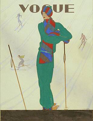Stylish Skier on Vogue Cover Wall Art
