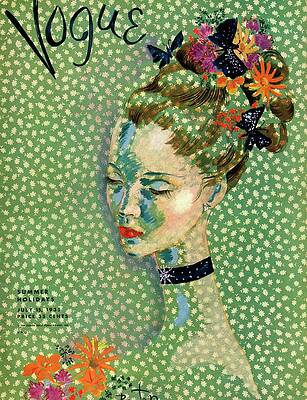 Retro Vogue Cover with Floral Headpiece Photograph