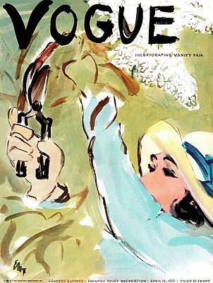 Wall Art featuring the photograph Vogue Magazine Cover Featuring A Woman Cutting by Carl Oscar August Erickson