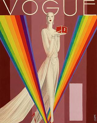 Vogue Cover with Rainbow and Model Wall Art