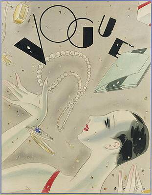 Elegant Vogue Cover with Pearls Digital Art