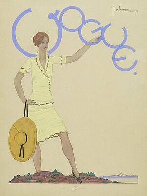 Magazine Digital Art - Vogue Magazine Cover Featuring A Woman Wearing by Georges Lepape