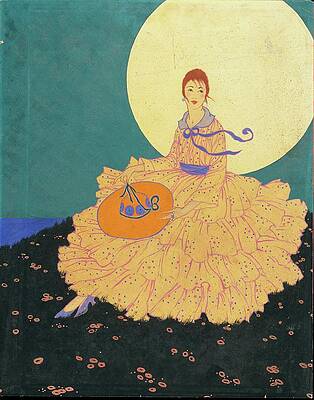 Pattern Digital Art - Vogue Magazine Illustration Of A Woman Sitting by Helen Dryden