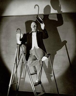 Lighting Wall Art featuring the photograph W. C. Fields Standing On A Ladder by Edward Steichen