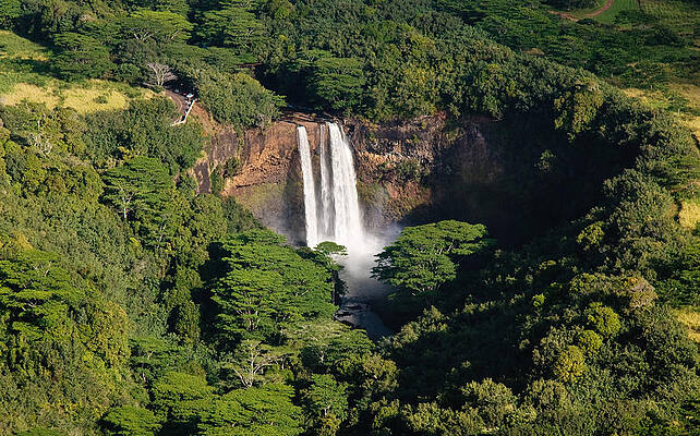 Hawaii Wall Art featuring the photograph Wailua Falls Near Lihue In Kauai by Steven Heap