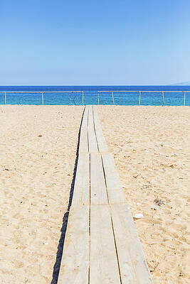 Wall Art featuring the photograph Walkway To The Sea, Greece by Deimagine