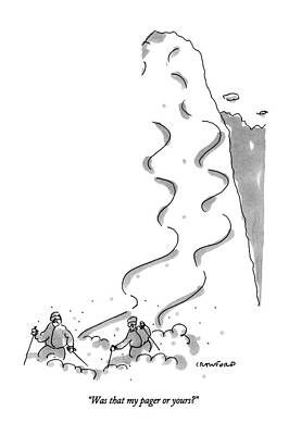 Ski Drawing - Was That My Pager Or Yours? by Michael Crawford