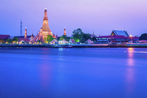 Wall Art featuring the photograph Wat Arun Temple Bangkok Thailand by Deimagine