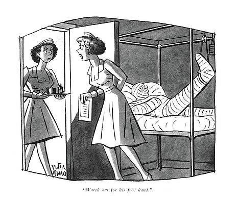 Sexy Drawing - Watch Out For His Free Hand by Peter Arno