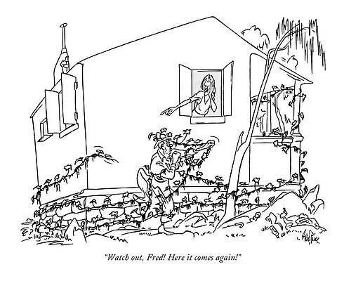 Man and Woman in Overgrown Yard Wall Art