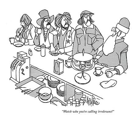 Santa Claus Wall Art featuring the drawing Watch Who You're Calling Irrelevant! by George Price