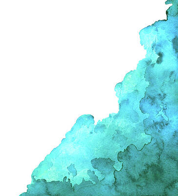 Wall Art featuring the digital art Watercolor Blue Green Grunge Paint Stain by Color brush
