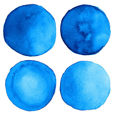 Wall Art featuring the digital art Watercolor Blue Grunge Circle by Color brush