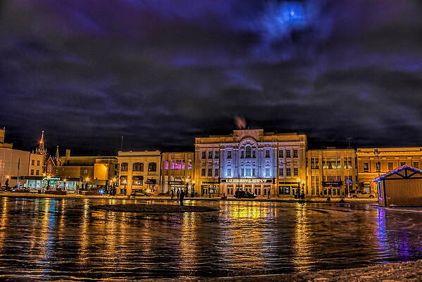 Wis Photograph - Wausau Ice Rink After Dark by Dale Kauzlaric