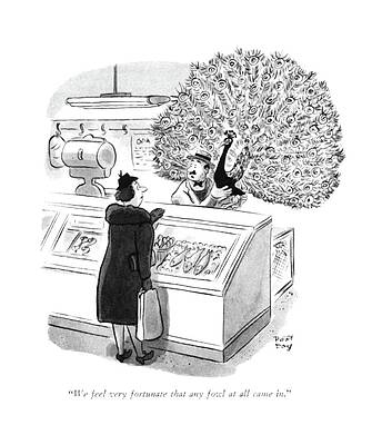 Meat Drawing - We Feel Very Fortunate That Any Fowl At All Came by Robert J. Day