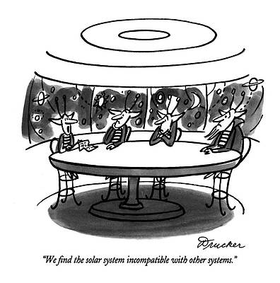 Alien Wall Art featuring the drawing We Find The Solar System Incompatible With Other by Boris Drucker