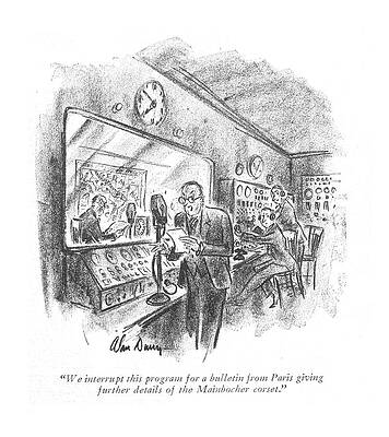 Paris Drawing - The Mainbocher Corset by Alan Dunn