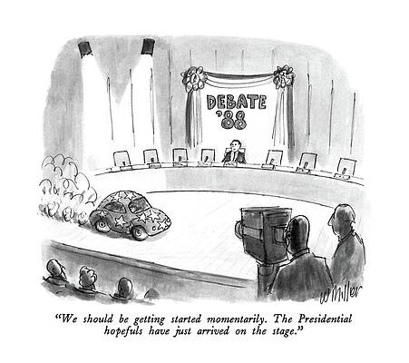 6 Wall Art featuring the drawing We Should Be Getting Started Momentarily by Warren Miller