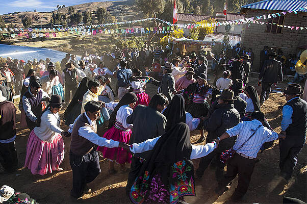 Wall Art featuring the photograph Wedding On Isla Amantani by Owen Weber