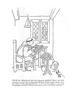 Prayer Drawing - Well Sir Mauldred Foil The Saracen In?del? by Ned Hilton