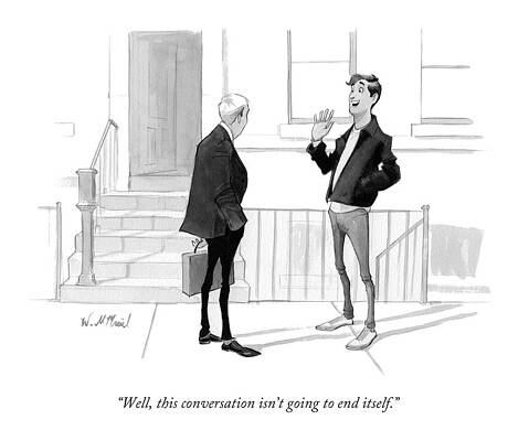 Two Men Engaging in Conversation Wall Art