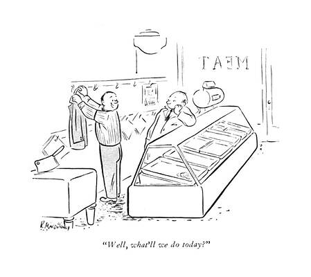 Meat Drawing - Well, What'll We Do Today? by Roberta Macdonald