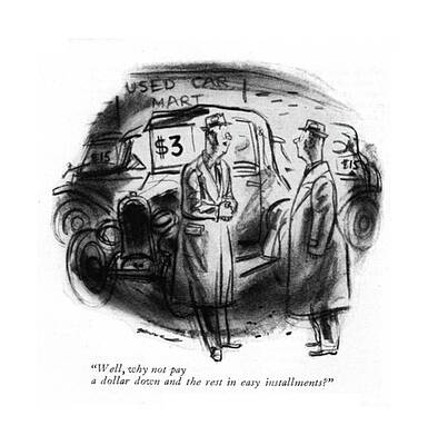 Vintage Used Car Sale Humor Drawing