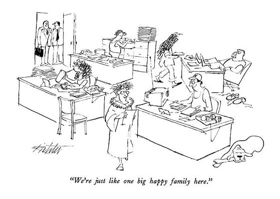 Near Wall Art featuring the drawing We're Just Like One Big Happy Family Here by Mischa Richter