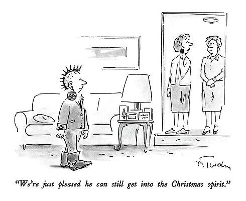 Friend Drawing - We're Just Pleased He Can Still Get by Mike Twohy