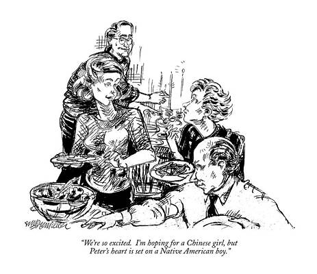 Native Drawing - We're So Excited.  I'm Hoping For A Chinese Girl by William Hamilton