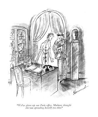 Paris Drawing - Spreading Herself Too Thin by Barbara Shermund