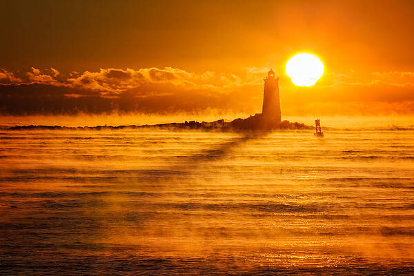 Wall Art featuring the photograph Whaleback In The Sea Smoke by Jeff Sinon