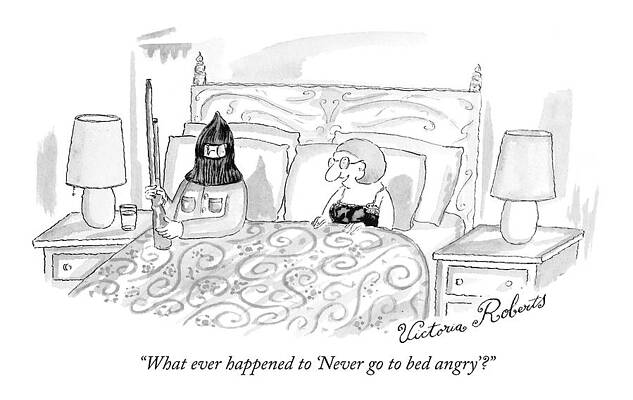 Ski Drawing - What Ever Happened To 'never Go To Bed Angry'? by Victoria Roberts