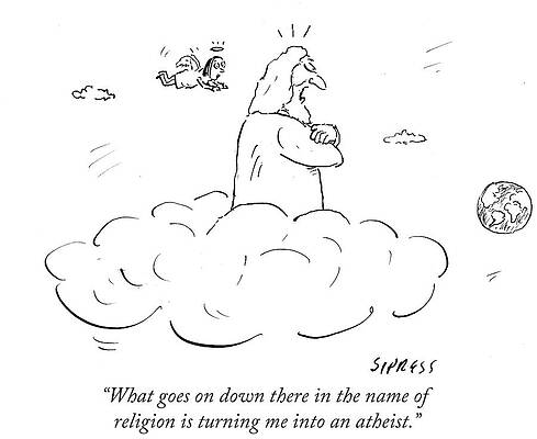 God Contemplates Above the Clouds Drawing