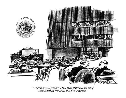 International Wall Art featuring the drawing What Is Most Depressing Is That These Platitudes by Kenneth Mahood