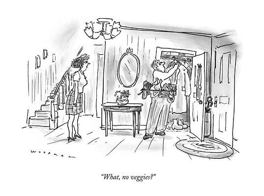 Meat Drawing - What, No Veggies? by Bill Woodman